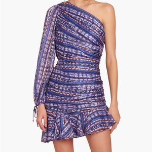 Amanda Uprichard Gwendolyn Abstract Print One-Shoulder Satin Minidress, Size S